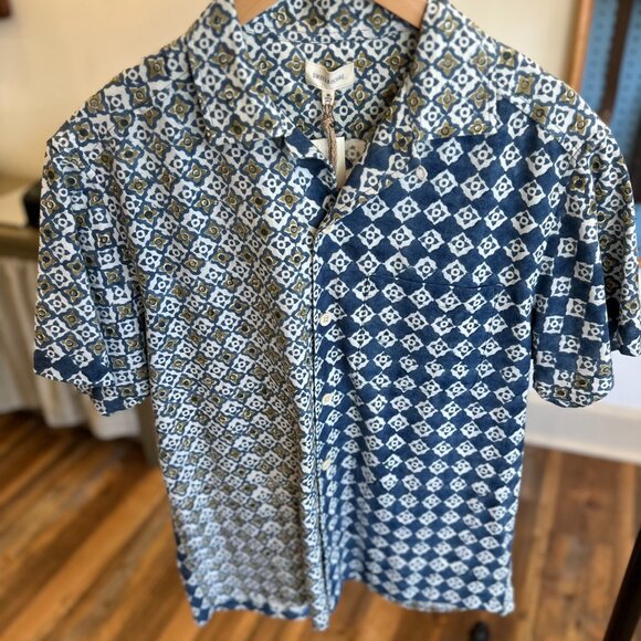 Umber & Ochre Khushi Camp Shirt, Blue/Green, Size M - Picture 2 of 4